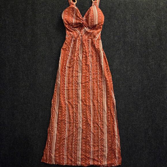 No Boundaries Dresses & Skirts - Y2k Boho Paisley Dress Slits XS Orange Cream